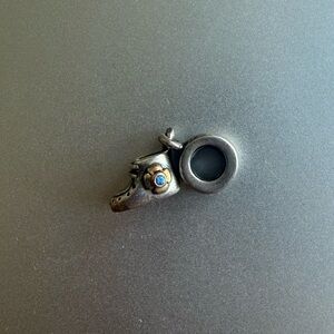 Retired Bootie w/ Blue Stone/Gold Flower Pandora charm